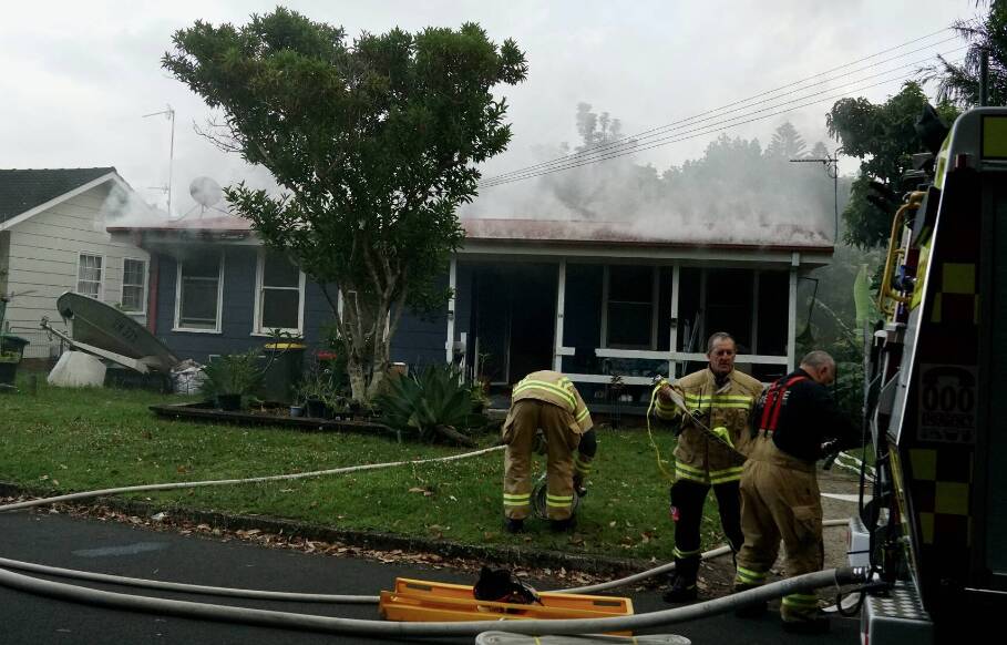 Firefighters responding to the fire at Orana Avenue, Kiama on Sunday, January 28. Picture by Connor Lambert
