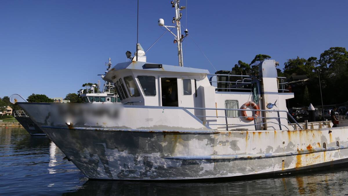 The Dalrymplye fishing vessel is raided at the Brooklyn Marina. Photo: NSW Police Media