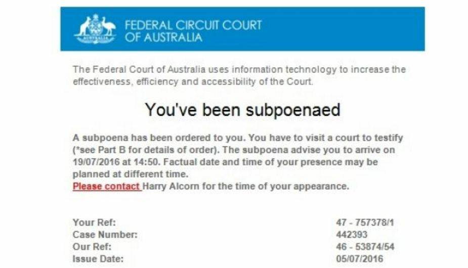 Real or fake? An email from the Federal Circuit Court of Australia. Photo: Supplied
