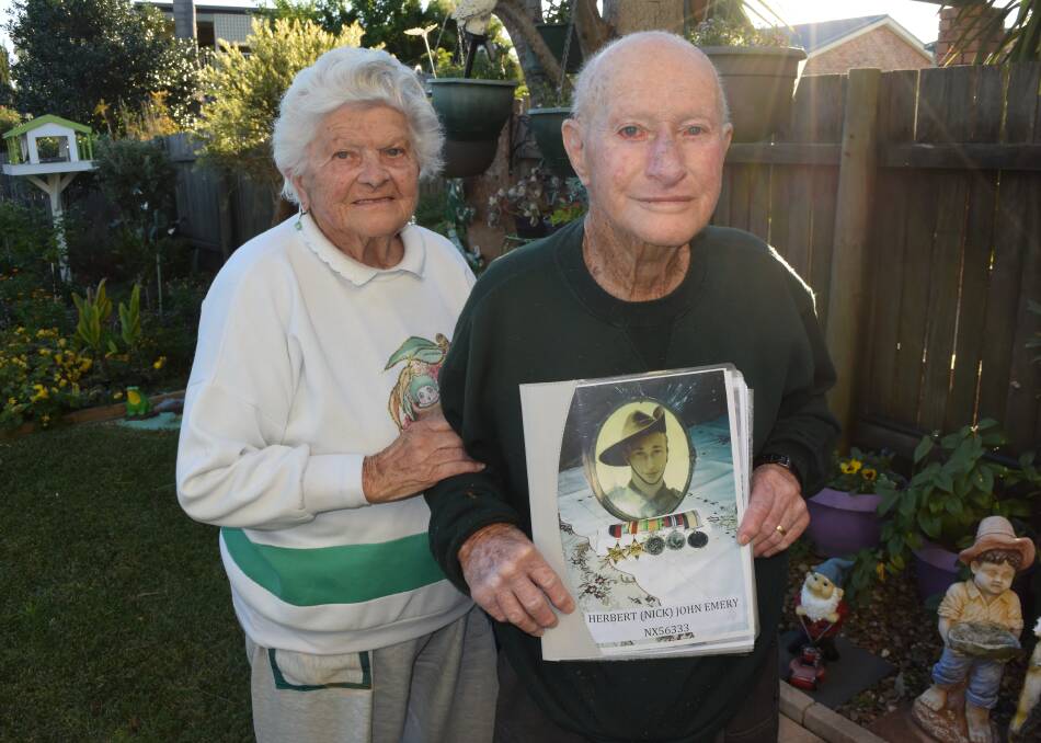 DESERT DIGGER: Tomakin World War II North Africa veteran and escaped POW Nick Emery with wife Enid at their Tomakin home.