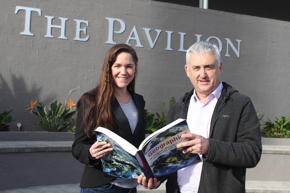Wave FM’s trivia night host Jade Papesch and trivia night organiser David Young hit the books in preparation for the big night.