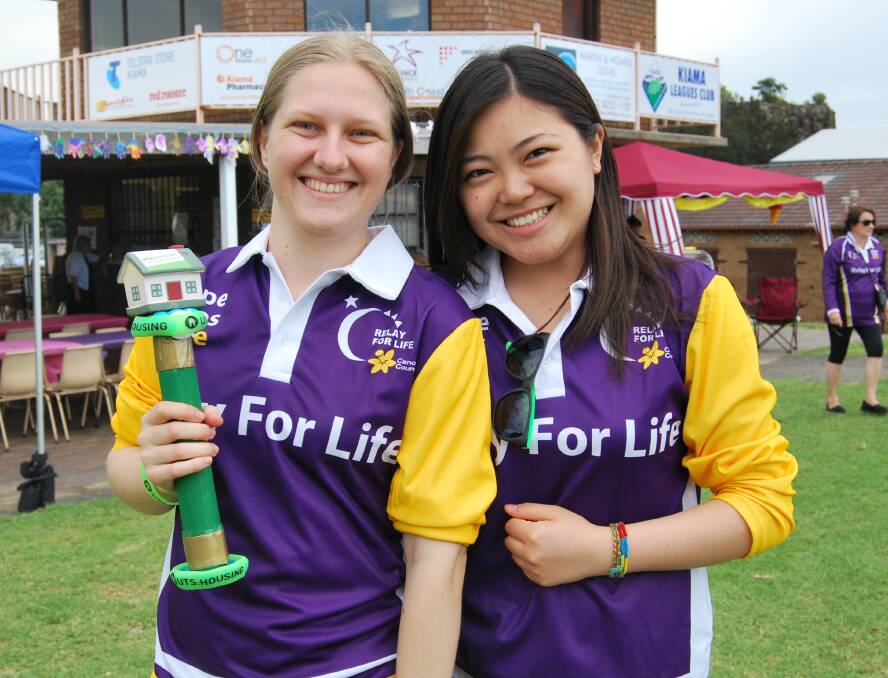 Debby Albers and Marina Nishimura having a great time while raising funds for the Cancer Council. Pictures: HAYLEY WARDEN