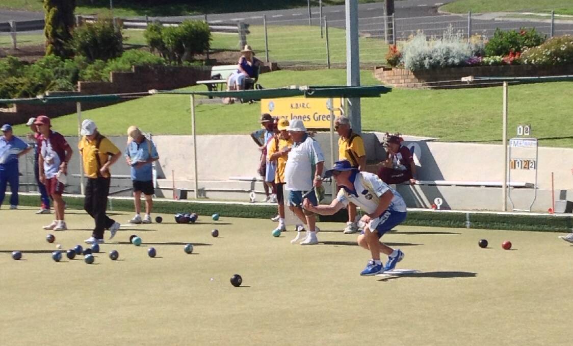 Tom Hodgson sends down a bowl during his sides 21 - 11 victory over Figgy Bowlo on Sunday.