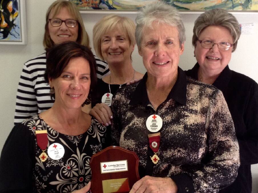 Kiama Red Cross members (Back) Barbara Clayton, Jeanna McEwan and Fran Stubbs. (Front) Vicki Robb and Judi O'Brien.