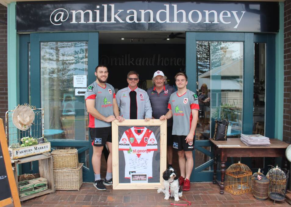 Mat Sheppard, Mick Dignam (Milk and Honey Cafe Owner), Ian Campbell (under 20s trainer) and Dylan Morris.