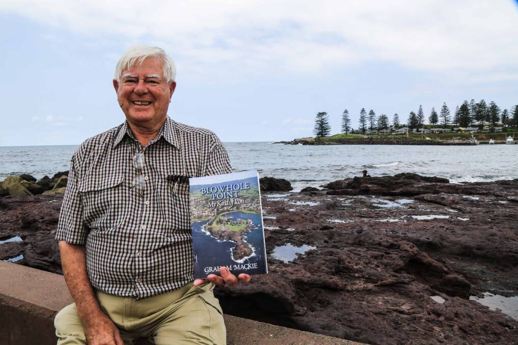 Graham Mackie with his book Blowhole Point - My Kind of Icon, which was published in 2014. Photo: GEORGIA MATTS.