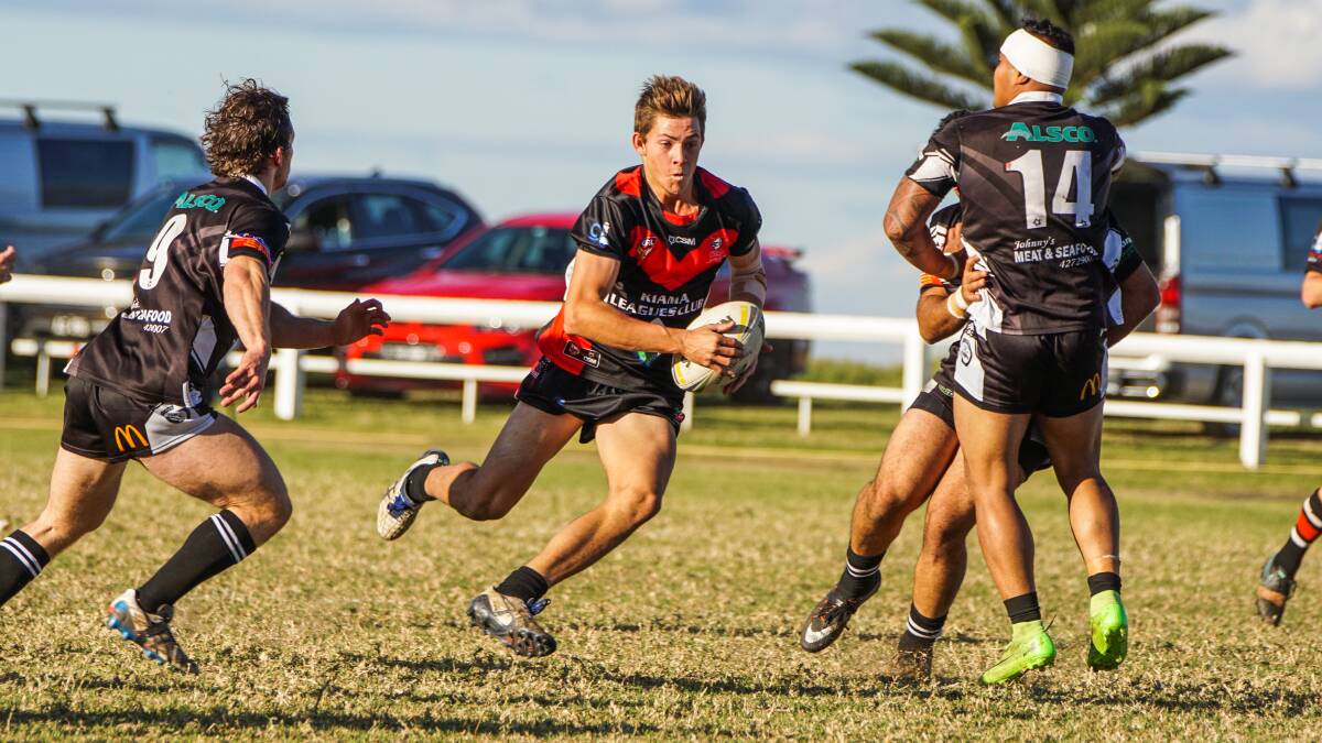 ON THE CHARGE: Kiama's Cam Vazzoler spots a hole in the Port Kembla defensive line, in Saturday's victory at the Kiama Showground. Photos: SPORTS FOCUS PHOTO