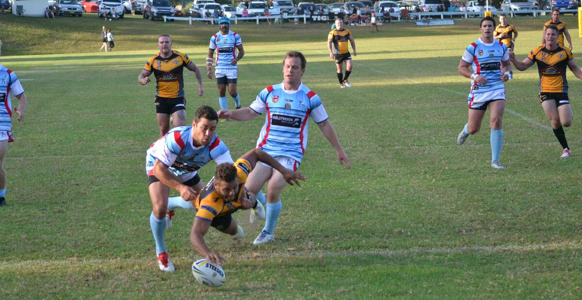 Dwayne Connors scores the Jets first try at the weekend. Photo: JESSICA CLIFFORD