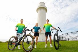 Elite Australian triathletes (from left) Brandon Copeland, Charlotte McShane and Luke Willian are eager to impress at this weekend's World Triathlon Cup in Wollongong. Picture by Anna Warr