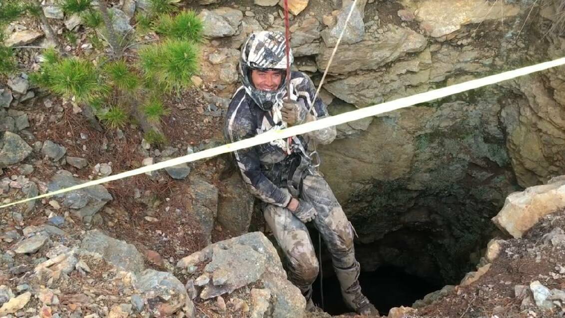 Lachlan Smith, 24, had a lucky escape after he accidentally rode his motorbike into a 12-metre deep mine shaft at Sunny Corner. Photos: CHRIS RYAN