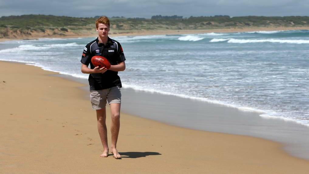 Koroit footballer Willem Drew is relaxing in Warrnambool ahead of the AFL draft. Picture: Rob Gunstone