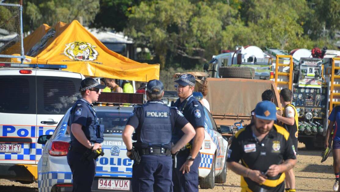 Police and ambulance services respond to the scene at Legends Oval. Photo: Derek Barry