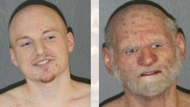 d Shaun "Shizz" Miller (left) and in the mask he was arrested in (right). 