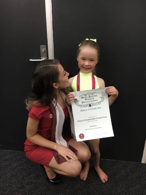 Kiama Physie student Jayde Pearce, 5, chuffed with her performance at a national competition on the weekend
