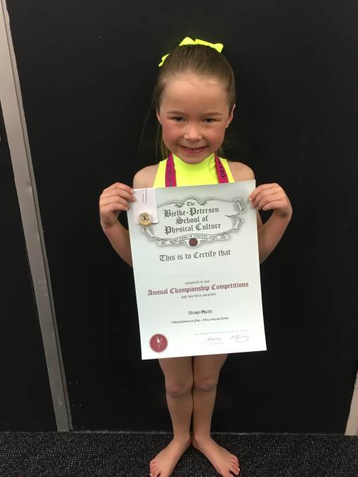 Kiama Physie student Jayde Pearce, 5, stoked with her performance at a national competition on the weekend