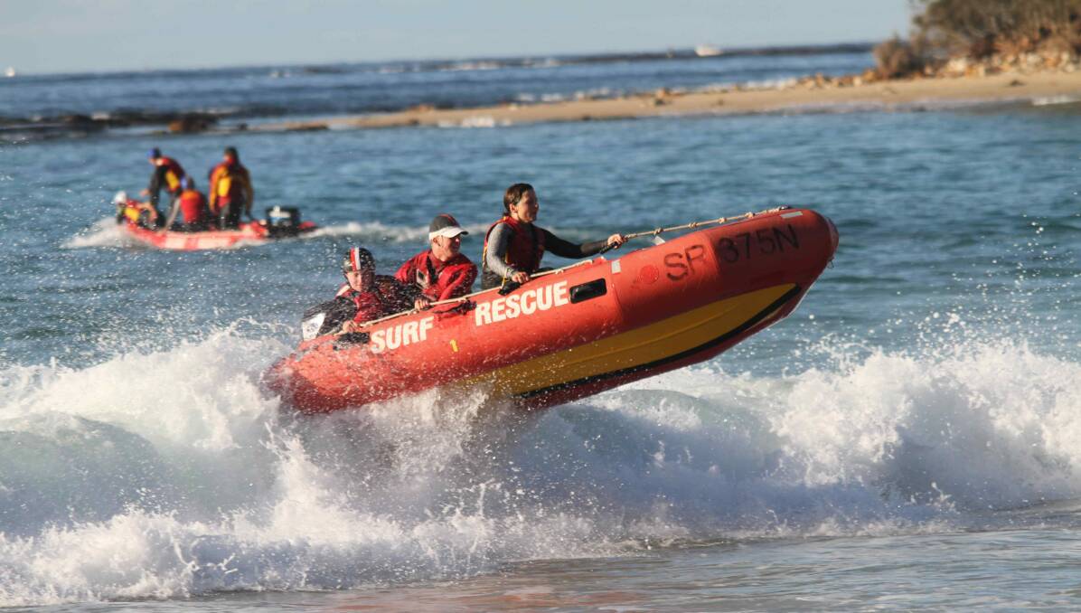 CALM UNDER PRESSURE: Kiama Downs SLSC competing at the 2016 NSW Inflatable Rescue Boat Championships held at Mollymook SLSC last July, pitted to win this year's state championship