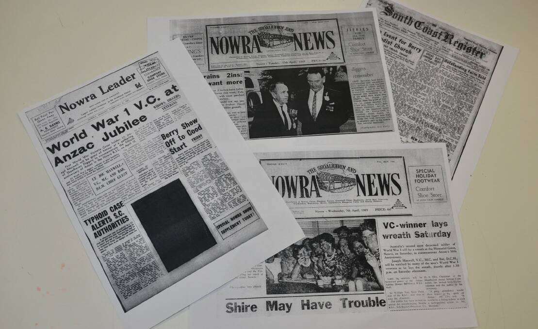Some of the Nowra press coverage of Lieutenant Joseph Maxwell VC's vsisit to Nowra in 1965.