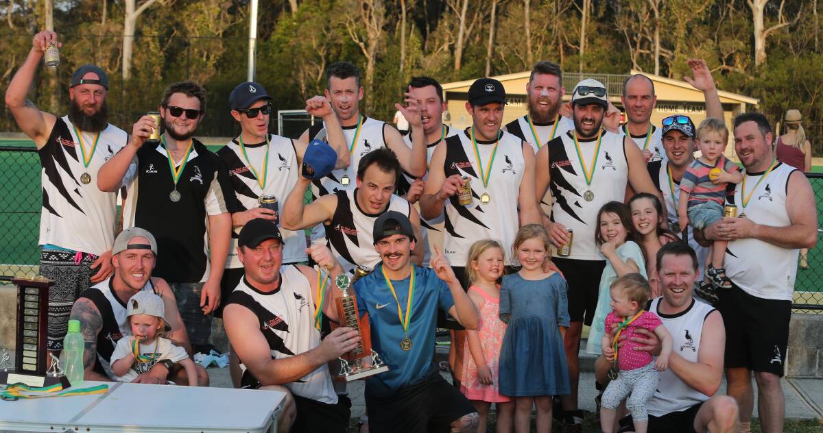 Berry Black men celebrate their 4-1 win Shoalhaven Hockey grand final over Shoalhaven Heads.