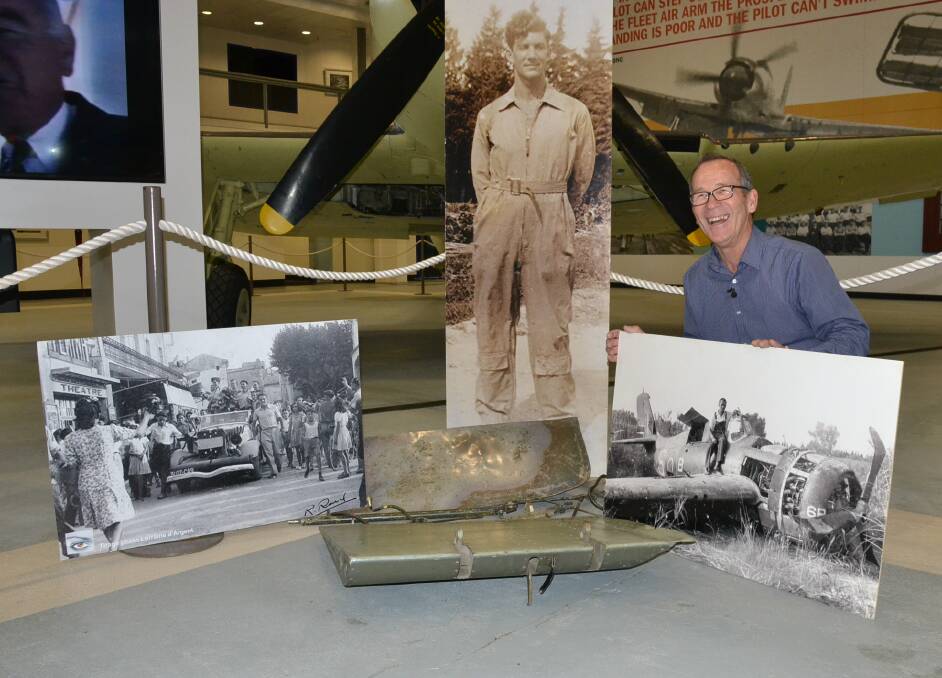 Fleet Air Arm Museum manager and senior curator Terry Hetherington with some of the parts from Sub-Lieutenant Fred Sherborne’s downed 882 Grumman Wildcat from World War II.