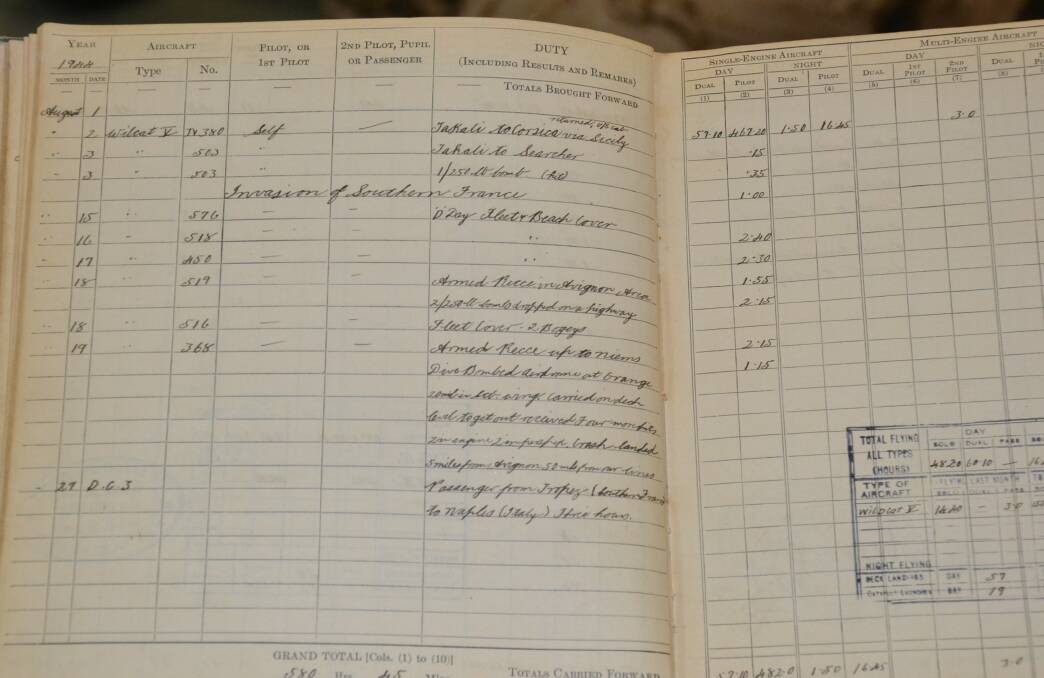 The actual logbook entry.