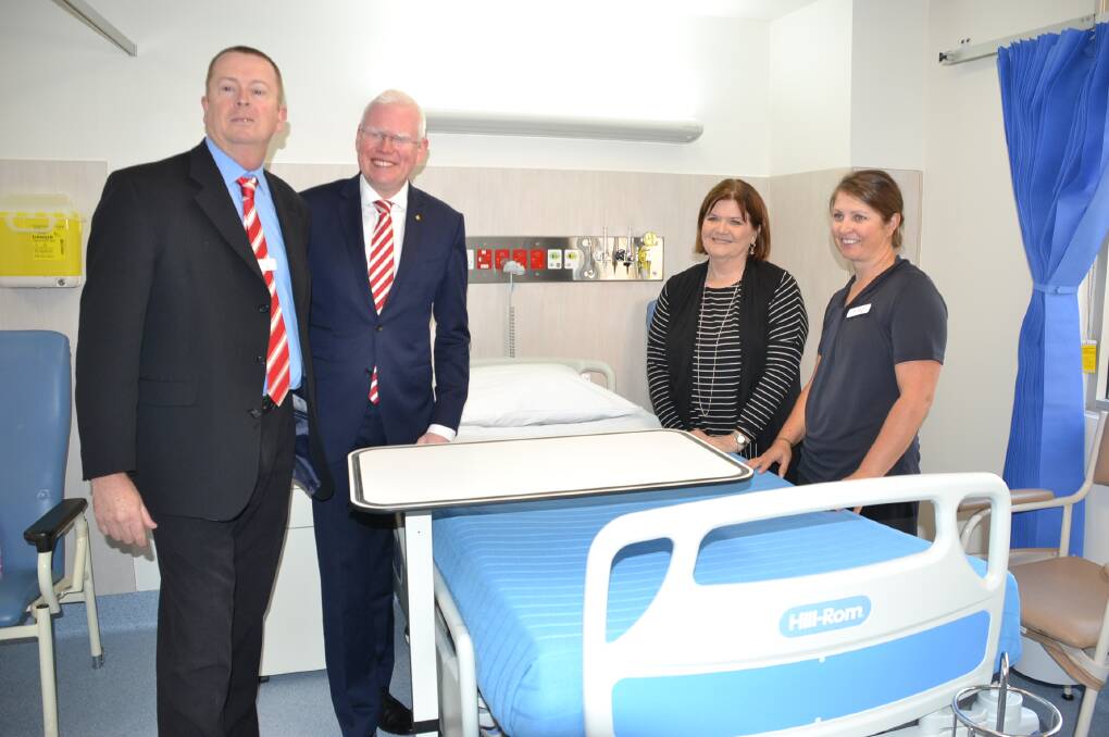 NEW UNIT: Shoalhaven Hospital general manager Ian Power and aged care unit nurse unit manager Cathy McMahon with Kiama MP Gareth ward and South Coast MP Shelley Hancock inspect the new facilities.