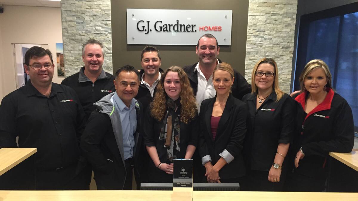The team at GJ Gardner Homes Shoalhaven/Wollongong with their Variety award. Picture: Supplied