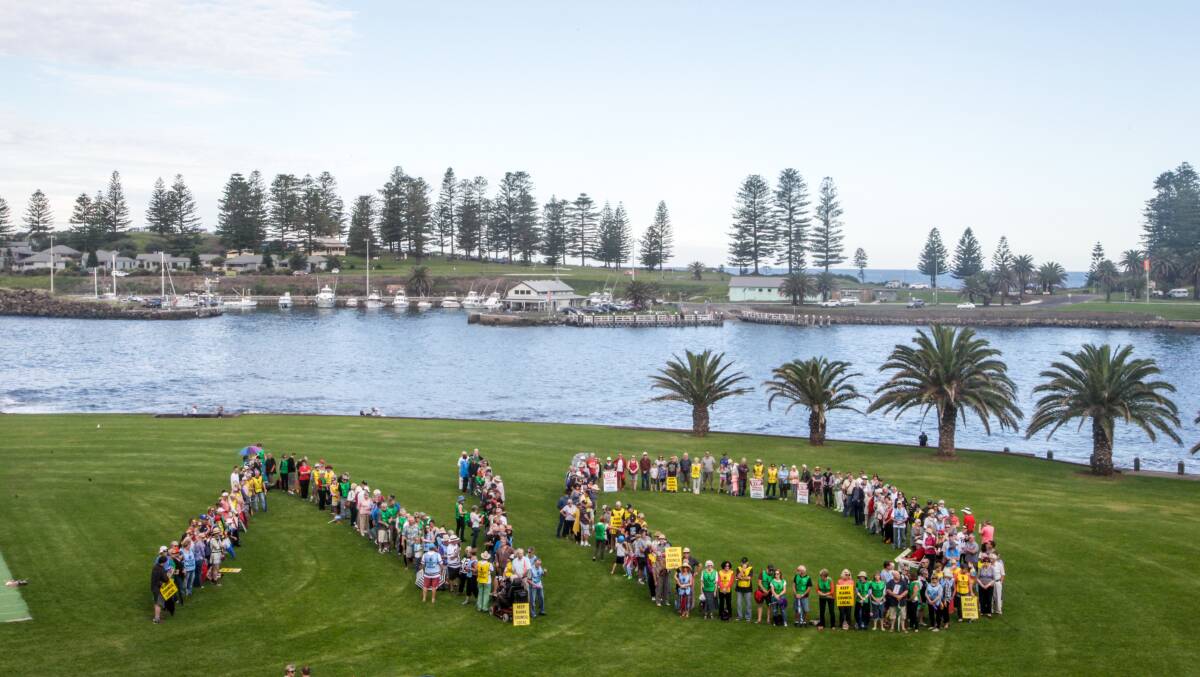 THE BIG NO: More than 250 Kiama residents want the state government to know they will not be merged with Shoalhaven council. A formal poll on the amalgamation will be held on May 7. Picture: Georgia Matts