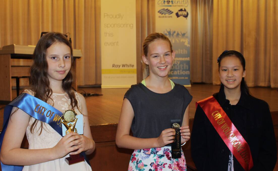 Placegetters in the junior (10-12) years vocals championship on Thursday June 2. Picture: Tony Purdon
