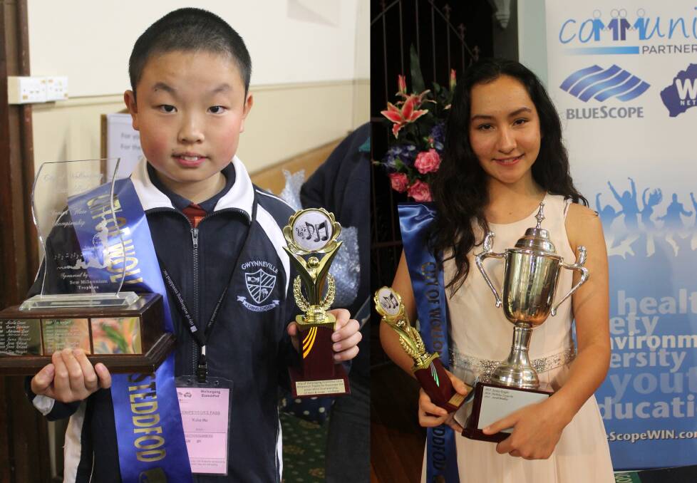 Junior Wind Championship winner Yubo Hu and BlueScope WIN Wind Scholarship winner Sarah Bradley. Picture: Supplied