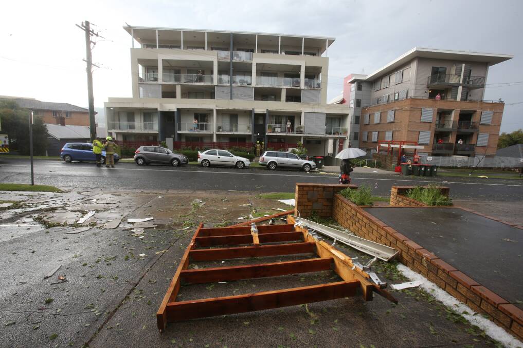 The roof from apartment block 80 New Dapto Road torn off like a sardine can on Sunday