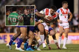 Dragons back-rower Hame Sele says he owes his rebirth as an NRL prop to sacked Rabbitohs coach Jason Demetriou (inset) and his successor Ben Hornby. Picture Getty Images