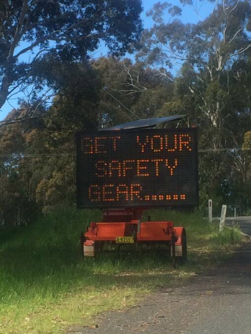 A mobile sign warning boaters of the RMS boating safety campaign over the October long weekend was placed at the entrance to Narooma. 