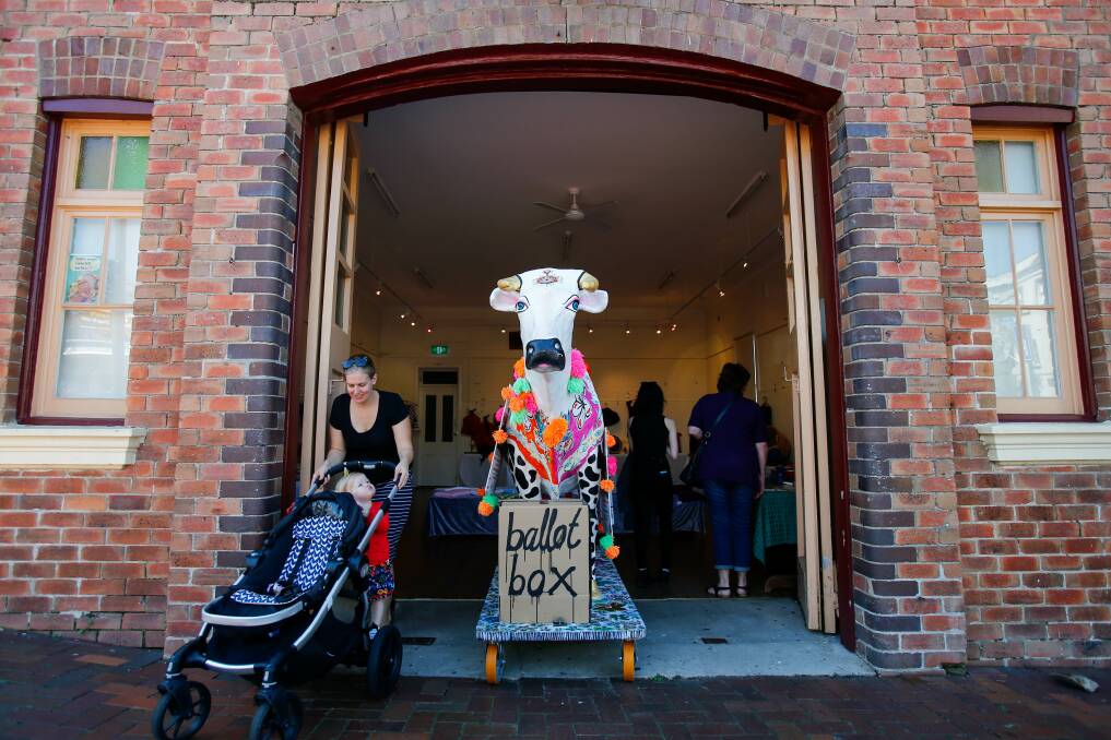 Kiama bovine identity Daisy the cow encourages voting on Saturday. Picture: Adam McLean