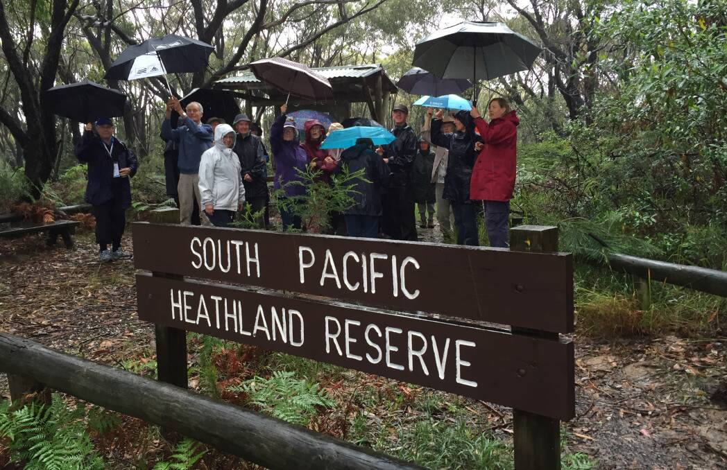 WATERPROOF SALUTE: Five-day field trippers about to walk through iconic and diverse flora in Ulladulla, ahead of the Australian Native Plant Society’s (ANPS) conference next week.