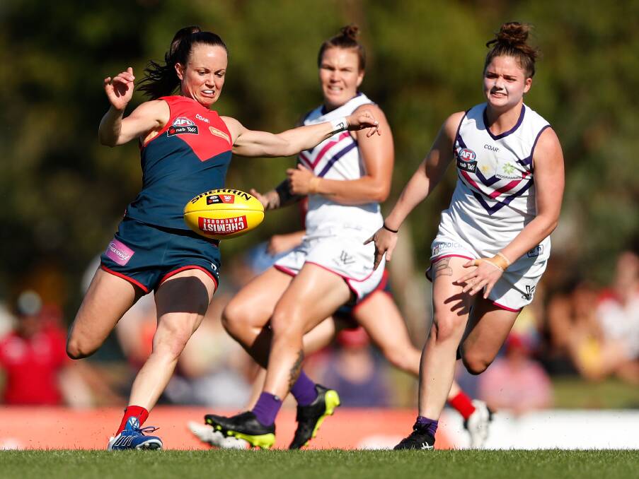 Highlights of the 2017 AFLW Round 7 match between the Melbourne Demons and the Fremantle Dockers at Casey Fields on March 18. Photos: Adam Trafford/AFL Media/Getty Images