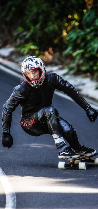 need for speed: The downhill skateboarding world cup kicks off with an event on Mt Keira. Picture: Georgia Matts