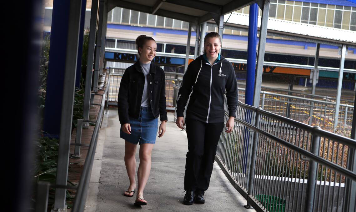 CLASS OF 2016: Warilla High students Rachael Holland and Jessica Naumovski who are looking forward to making new friends at university. Picture: Sylvia Liber