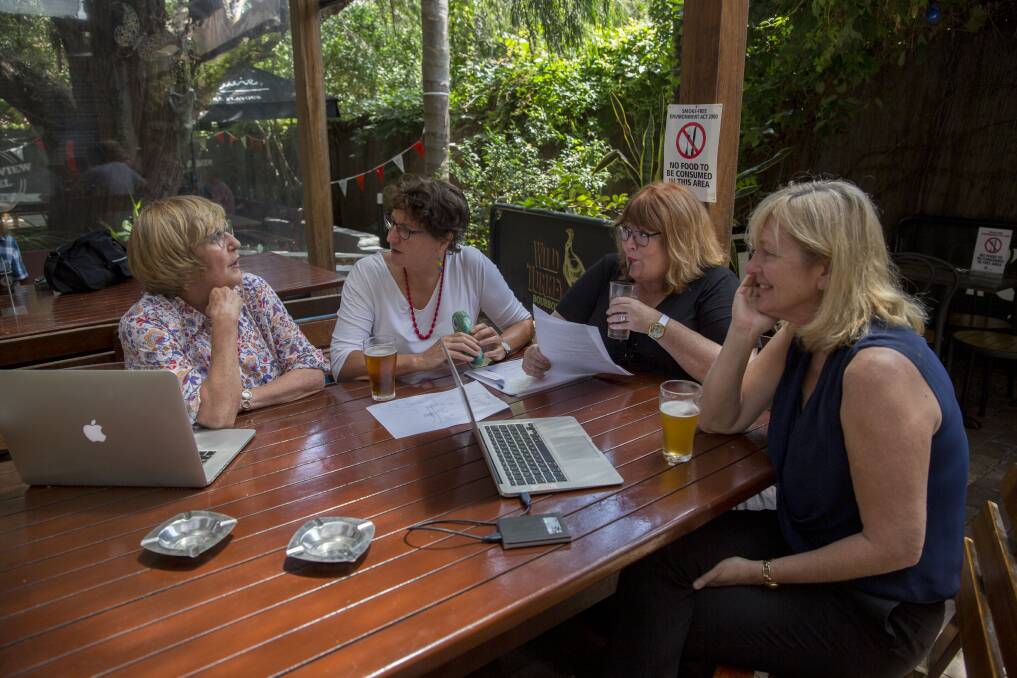 THE CAMPIONS: Friends, mothers, writers. Authors of "The Painted Sky"  - Denise Tart, Jane St Vincent Welch, Jenny Crocker and Jane Richards will visit Kiama Library Friday from 6pm, Nowra Library on Saturday 11am, and Wollongong University Saturday from 2:30pm. Picture: Michele Mossop