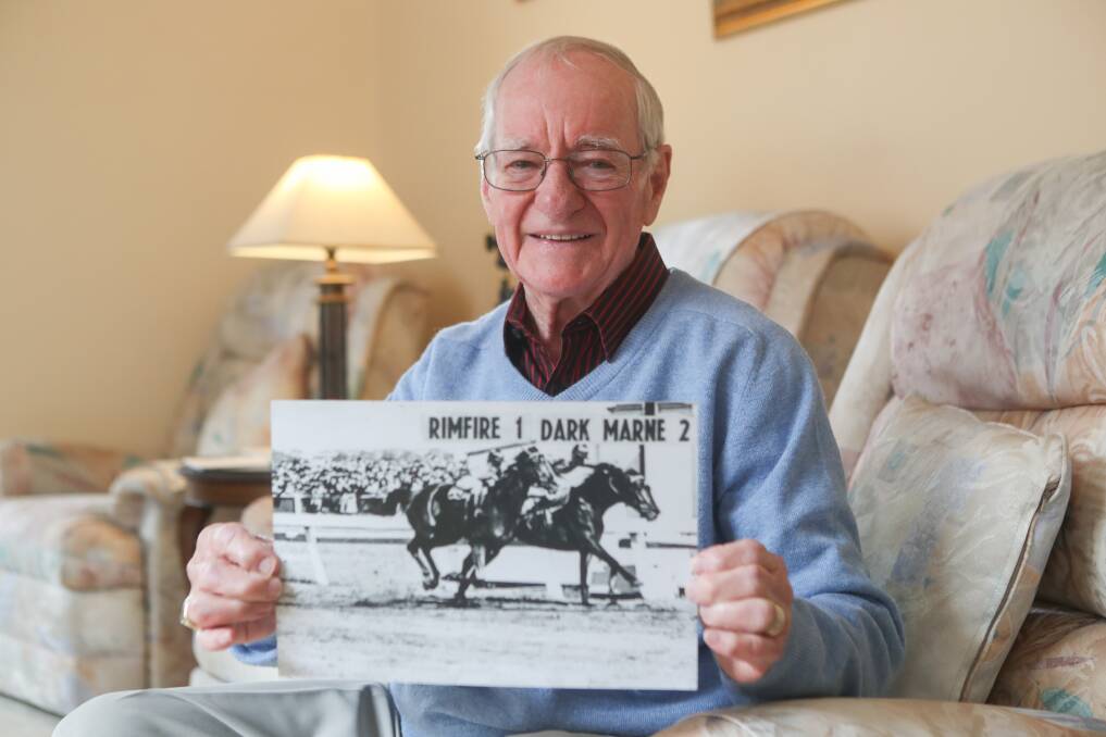 FIGHT TO THE FINISH: Wollongong born former jockey Phillip Hannon with a photo finish the 1948 Melbourne Cup. Picture: ADAM McLEAN