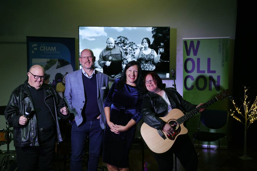 WollCon CEO David Francis and Cram Foundation CEO Karen Burdett, centre, with participants Richard Hardy and Kristen Bristow. Picture by Sylvia Liber