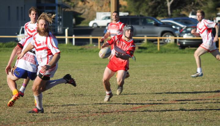 LOOKING FOR SUPPORT: The Red Devils in action against Eden on Sunday. Narooma won all three matches but things didn't always go their way.