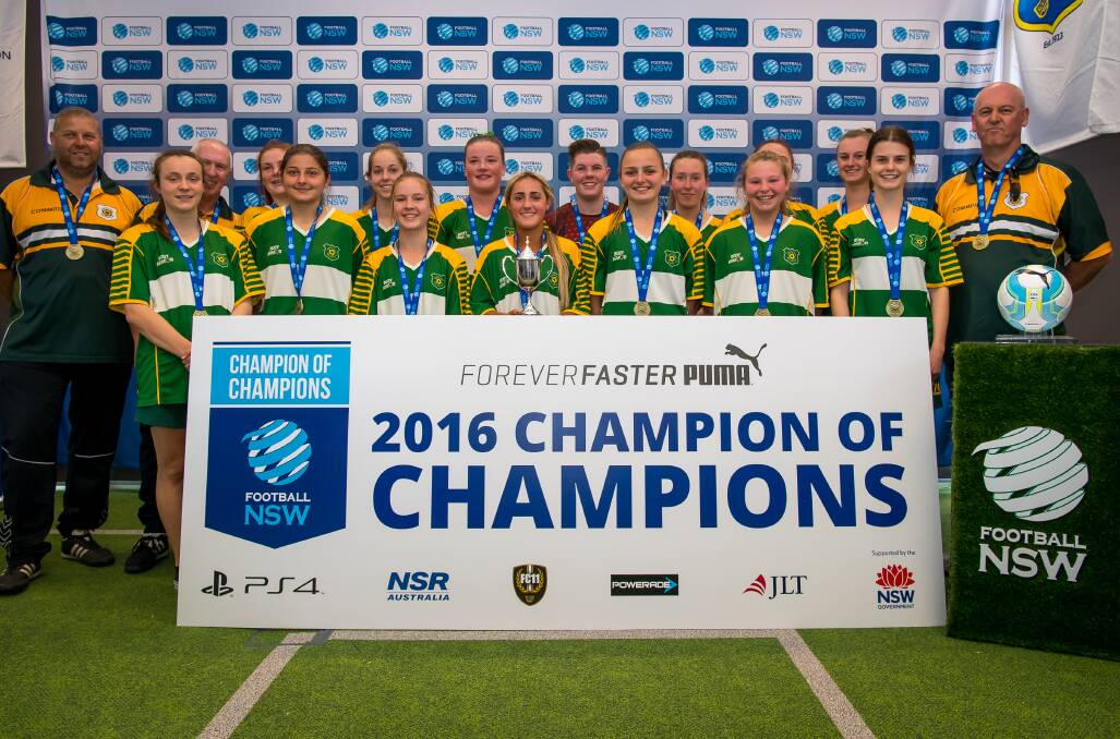 CHAMPIONS: Albion Park under 18 women's team are the 2016 Champion of Champions, following a 3-1 grand-final win over Albury City. Pictures: George Loupis/Football NSW