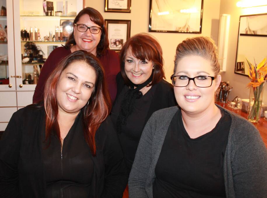 READY TO TEACH: Beauty Masterclass presenters Narelle Smalley (front-left), Meryll
Faulkner and Kendra Parr with event organiser Fiona Wilkinson (rear). Picture: Supplied