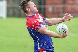 Gerringong player Toby Gumley-Quine celebrates after scoring a try in the Lions' Interclub Challenge victory over the Thirroul Butchers at Michael Cronin Oval in March, 2024. Picture by Adam McLean