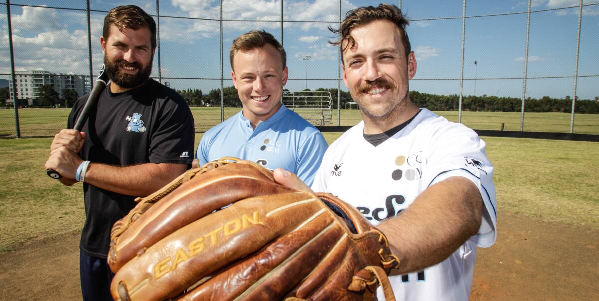 LOCAL TRIO: Josh Dean, Alex Howe and Trent D'Antonio will play for Sydney Blue Sox against Canberra Cavalry in the ABL Wollongong Classic at Dalton Park on Sunday, November 27. Picture: Georgia Matts