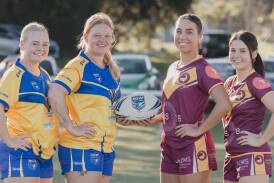 Maeghan McCauley, Jade Lees, Olivia Mitchell, and Charlotte Beahan will play in the inaugural Charity Shield fixture between Warilla Lake South Gorillas and Shellharbour Sharks on May 17. Picture Emma Kissell