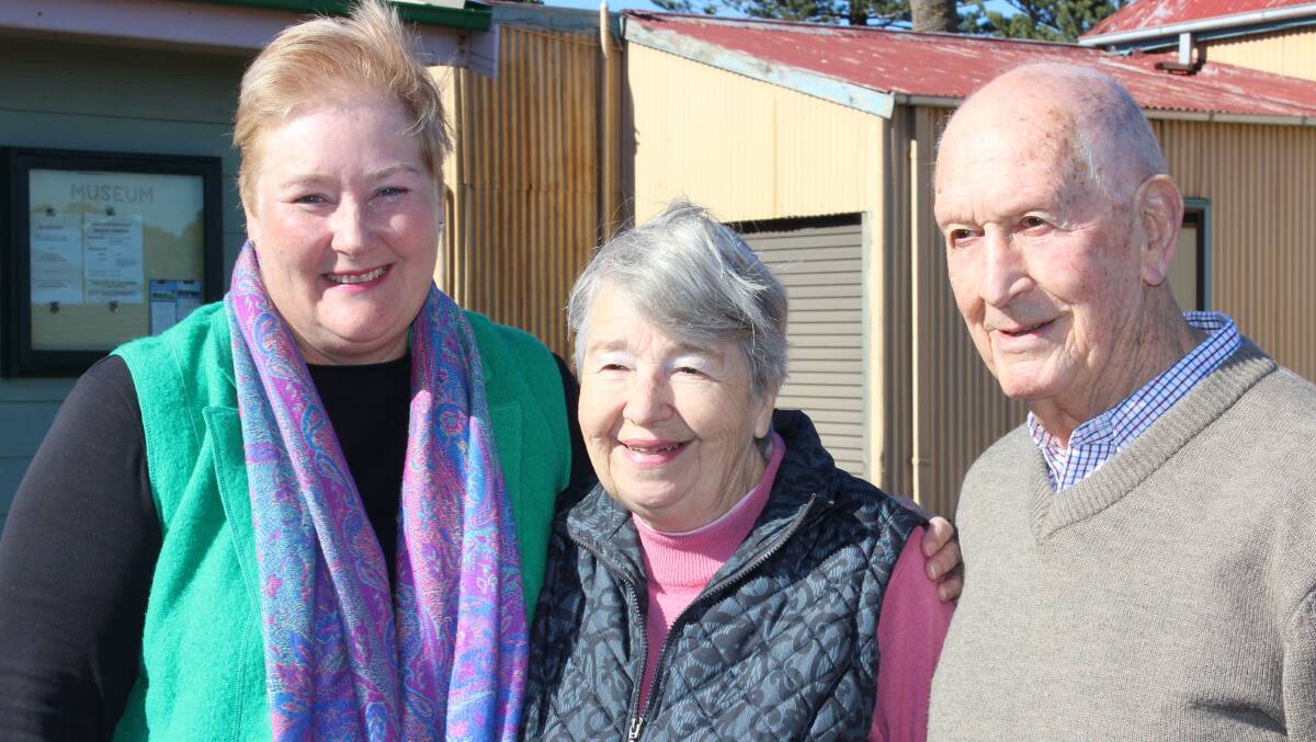 FUNDING PLEDGE: Federal Gilmore MP Ann Sudmalis with Gerringong Historical Society members Margaret and Colin Sharpe. Picture: Supplied