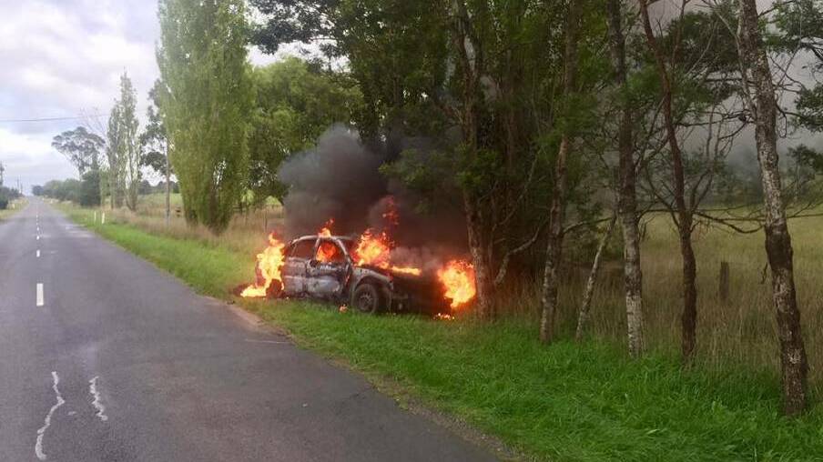 Moss Vale Fire and Rescue NSW attended a car fire on Yarrawa Road, Moss Vale. Photo: Facebook