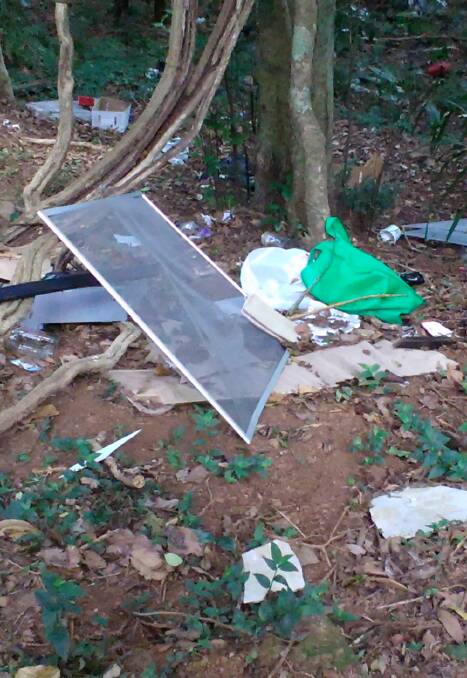 Illegal dumping site: The offences came to light after household waste was found dumped in bushland at Saddleback Mountain, Kiama in March 2015. 