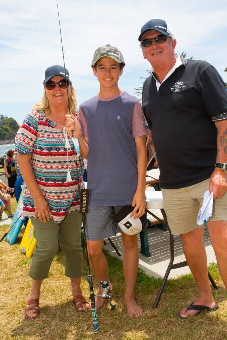 The competition's 2017 under-16 winner Max O'Brien with club committee member Gai Delavere and club president Mark Way. Picture: David Finlay 